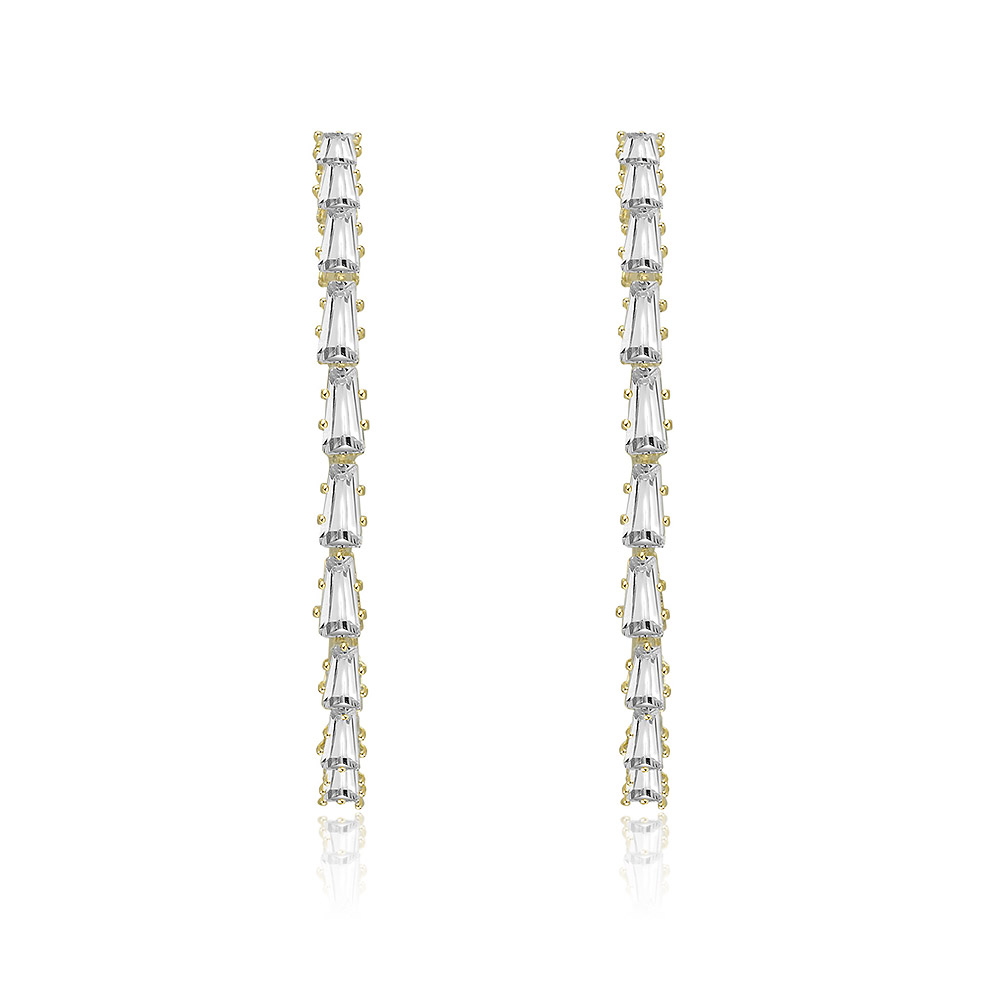 Brilliant 45MM Gold Plated Hoops Earrings with Rectangle CZ Stone